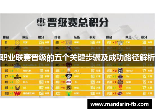 职业联赛晋级的五个关键步骤及成功路径解析 职业联赛晋级的五个关键步骤及成功路径解析