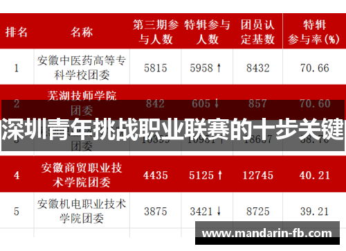 深圳青年挑战职业联赛的十步关键 深圳青年挑战职业联赛的十步关键